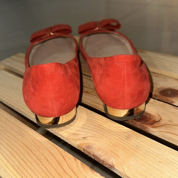 Louise et Cie Women‎ Flat Loafers Sz. 8.5 Round Toe Bow Red Suede - Picture 7 of 12